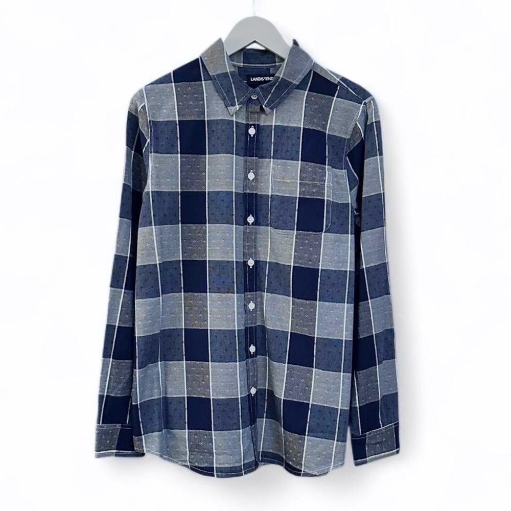 100% COTTON Land’s End Plaid Button Up Shirt